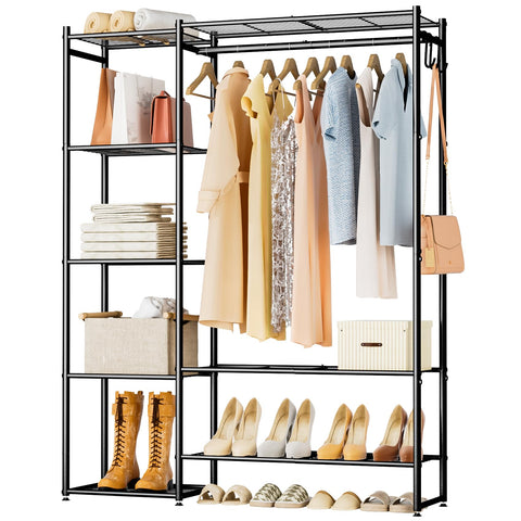 Neprock Clothes Rail with Shelves Metal Wardrobes for Bedroom Clothing Rack
