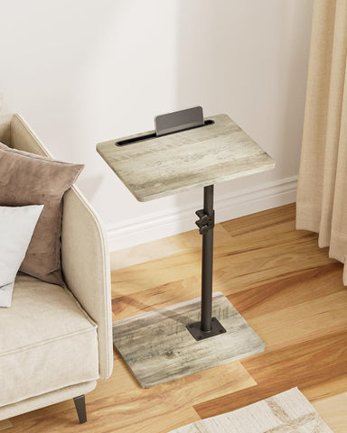 HEYZOEY C-Shaped Side Table Adjustable, 360° Swivel Sofa End Table, 40x30x45-83cm, Small Coffee Table, Bedside Table for Living Room, Bedroom (Grey)