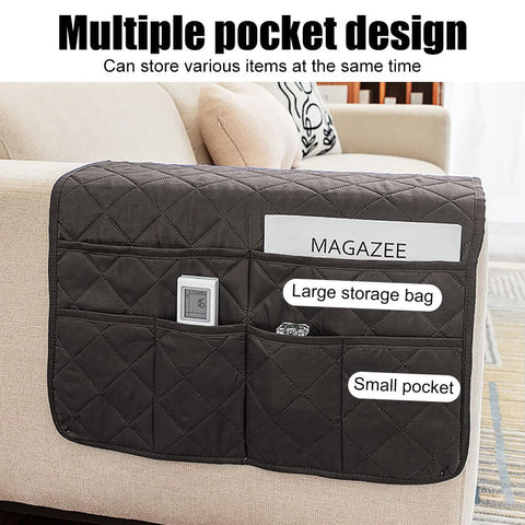 BDKMMS Sofa Armrest Organizer, Non Slip Recliner Caddy with Multi-pocket Design, Soft & Breathable Sofa Armchair Caddy for TV Remote, Phone, Magazine