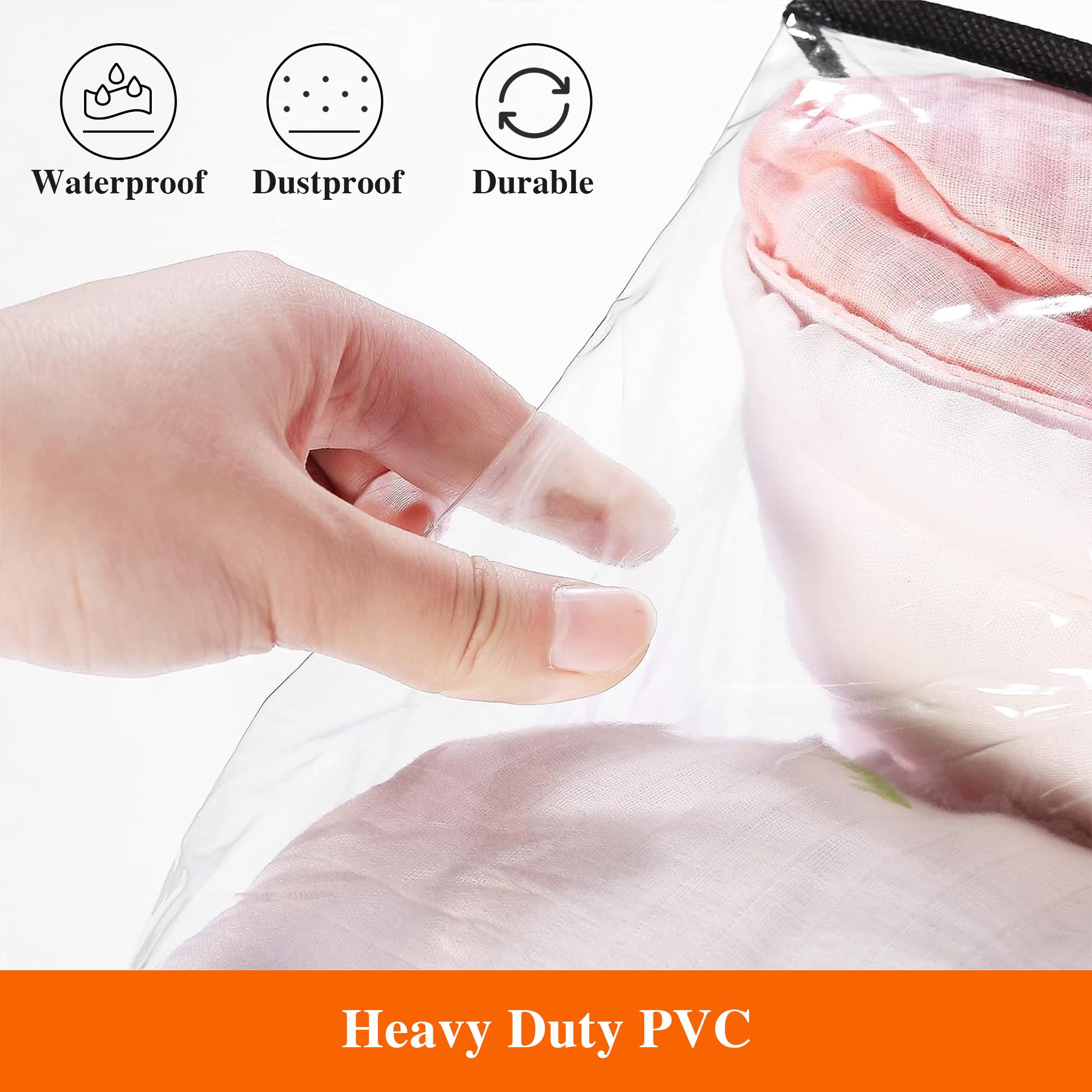 Vieshful 3 Pack Black Clear Clothes Storage Bag Organizer Reinforced Handle