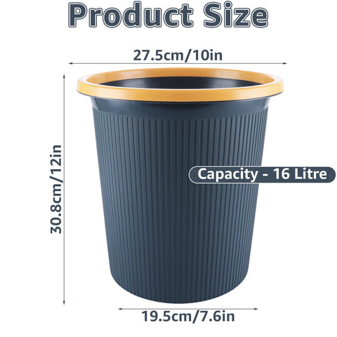 ASelected 16L Plastic Waste Paper Basket, Blue Round Small Trash Can Wastebasket Garbage Paper Bin For Kitchen Home, Bedroom, Bathroom, Cabinet