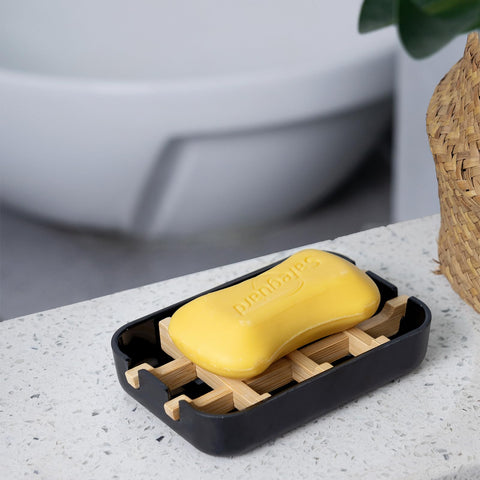 Ninebendstreams Bamboo Fiber Soap Holder and Soap Dish Combination