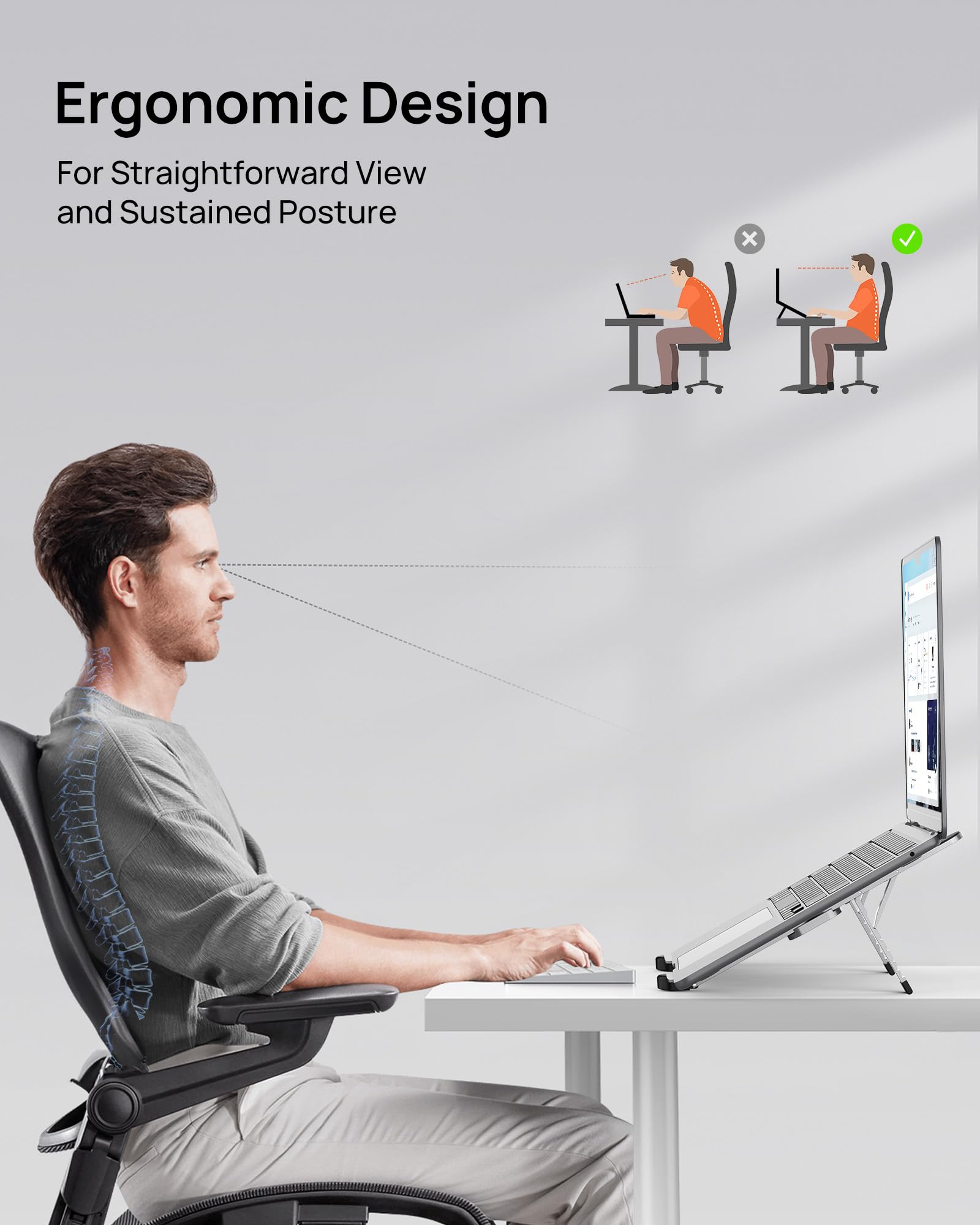 SODI Laptop Stand, Pocket-sized, Foldable and Portable Laptop Stand, 6 Adjustable Levels, Lightweight for Travel/Library/Cafe