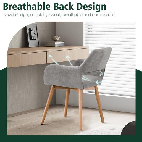 YEEFY Desk Chair No Wheels Vanity Chair Comfy Accent Chair for Living Dining Room Bedroom Home Office Mid Century Modern Upholstered Armchair with