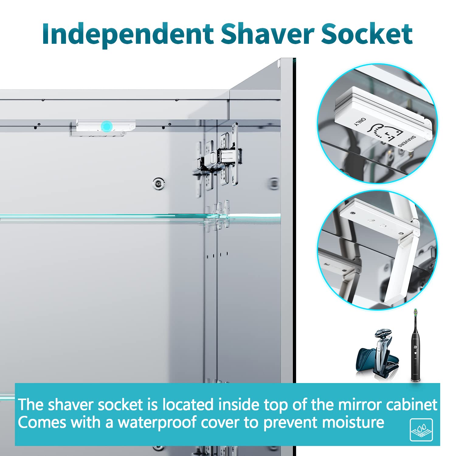 ELEGANT 3-Door Bathroom Mirror Cabinet with Shaver Socket, Anti-Fog, Adjustable Shelf, Slow Close Design, Stainless Steel, 1000mm x 600mm x 130mm