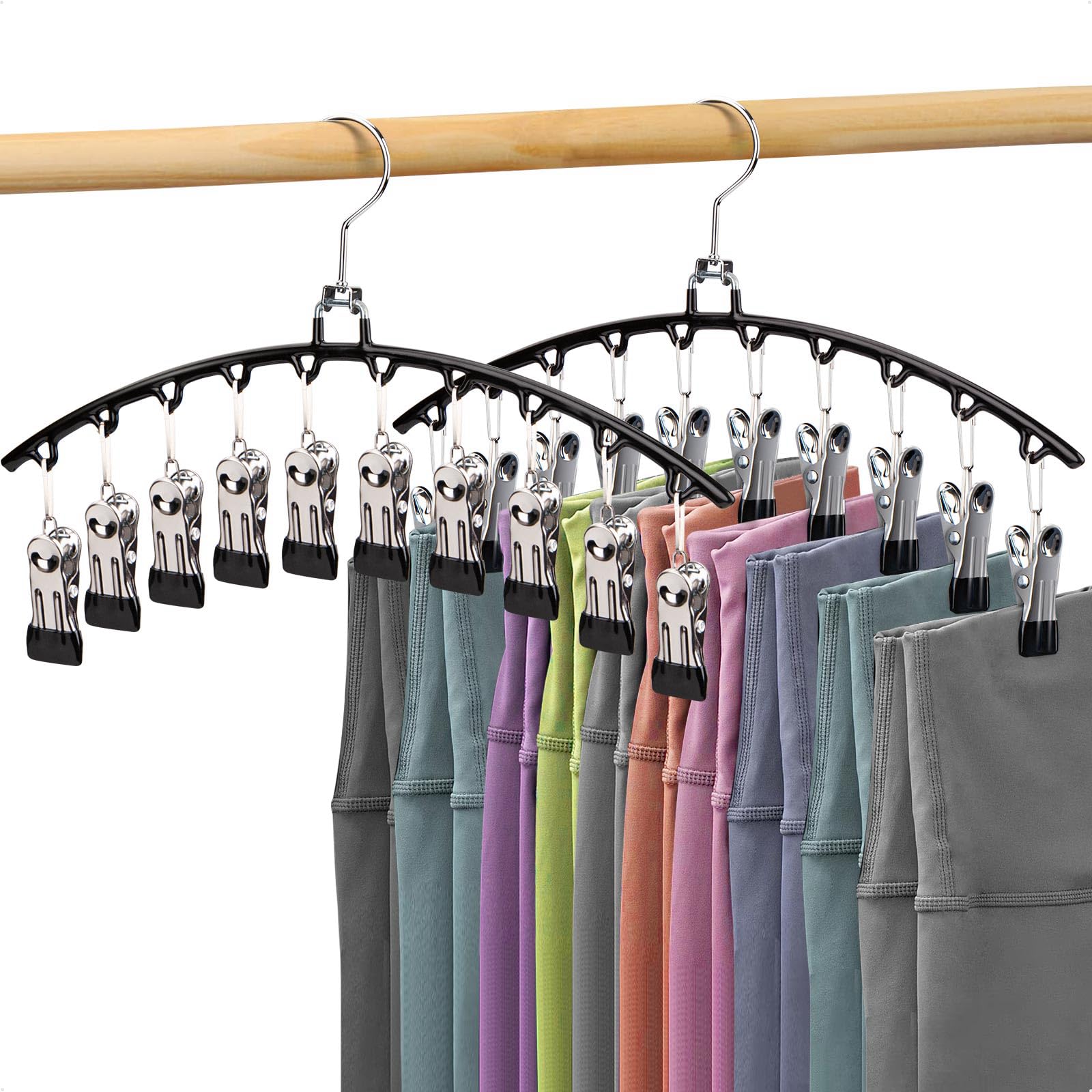 HONZUEN Trouser Hangers with Clips, 2 Pack Space Saving Hangers
