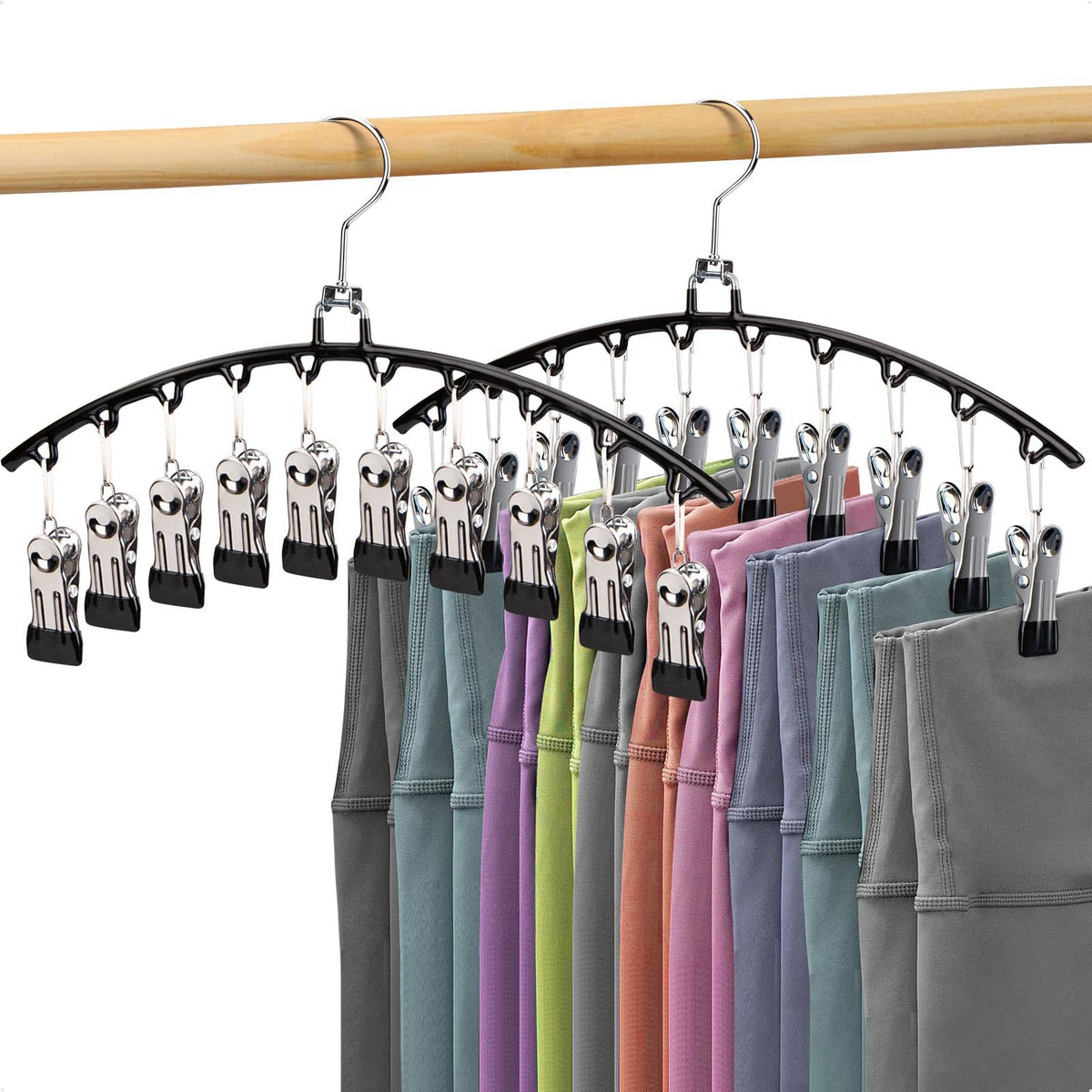HONZUEN Trouser Hangers with Clips, 2 Pack Space Saving Hangers