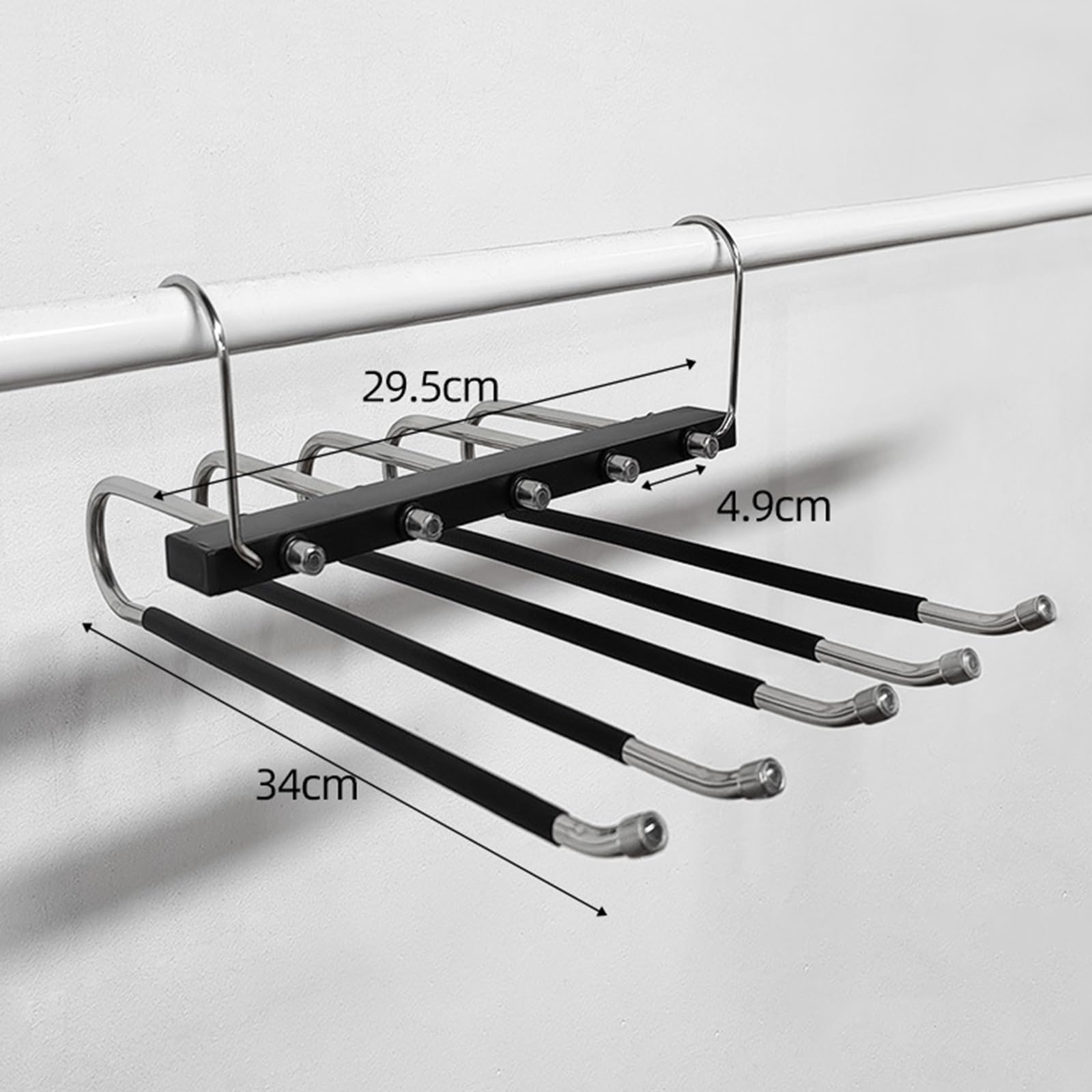 2 Pack Space Saving Trouser Hangers, 5-in-1 Non-Slip Multi Trouser Hanger, Coat Hangers for Wardrobe