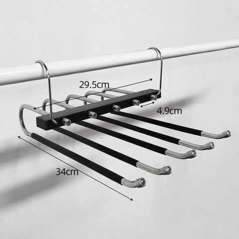 2 Pack Space Saving Trouser Hangers, 5-in-1 Non-Slip Multi Trouser Hanger, Coat Hangers for Wardrobe