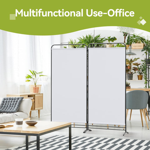 Angel Living 2 Panels Folding Room Divider, Privacy Screen Composed of Polyester Fabric and Sturdy Iron Frame