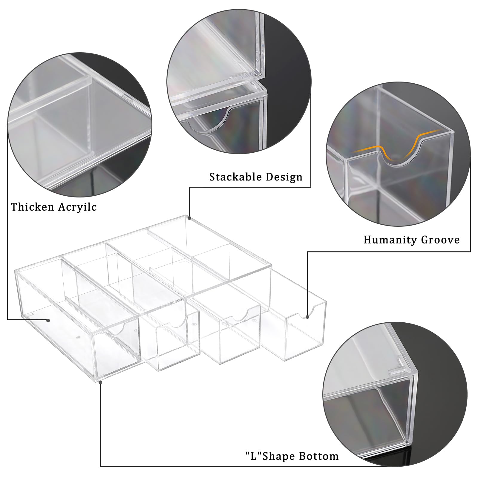 TOLIDA Clear Acrylic Sunglasses Organiser, 4 Slots Display Storage Drawer