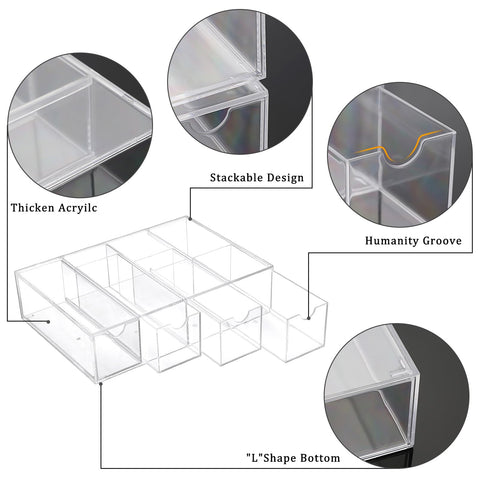 TOLIDA Clear Acrylic Sunglasses Organiser, 4 Slots Display Storage Drawer