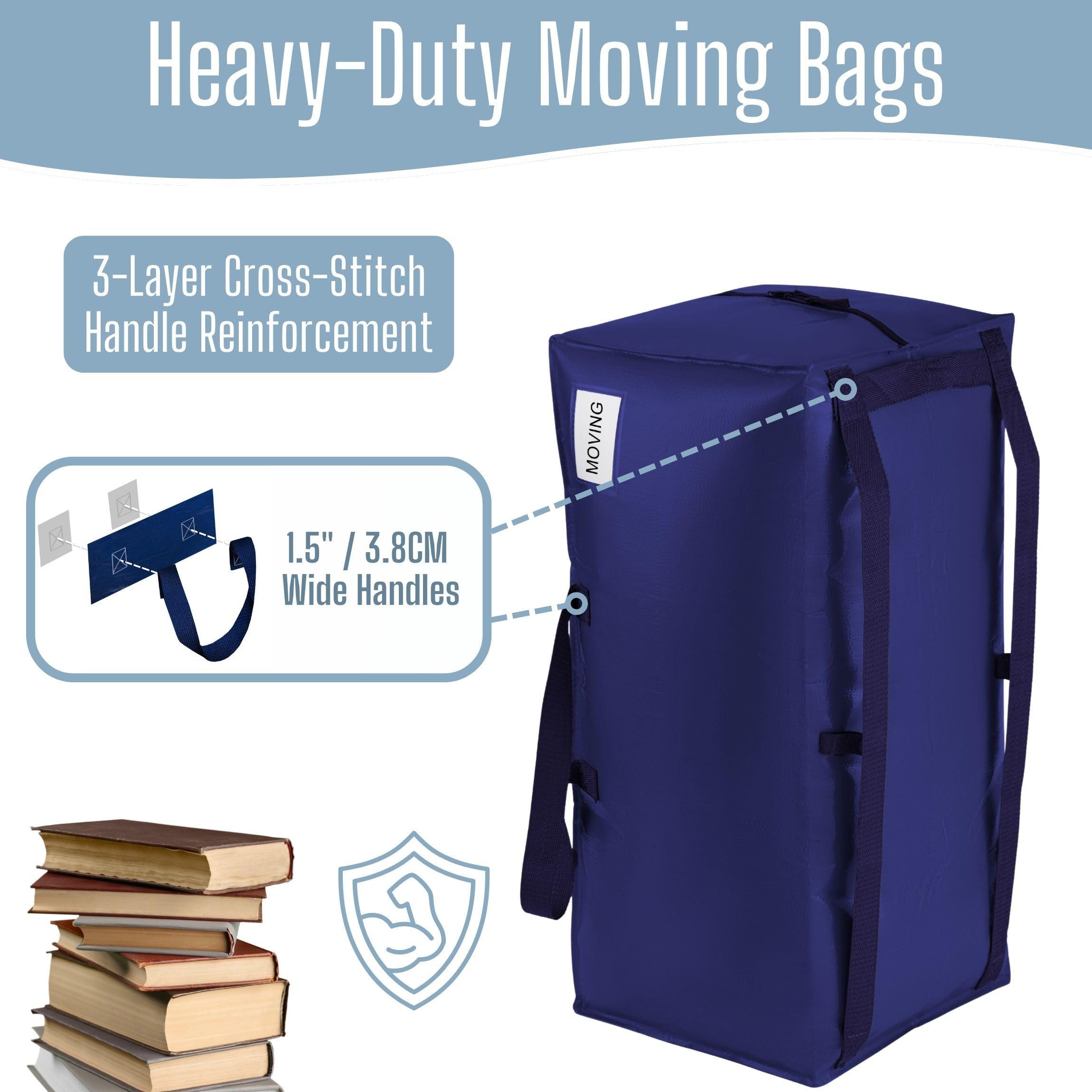 VENO 10 Pack Heavy-Duty Moving Bags Extra Large W/Backpack Straps, Moving House Essentials, Strong Handles & Zips, Chritsmas Storage, Clothes Packing