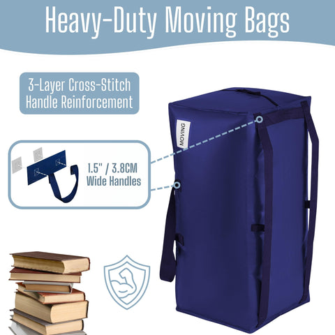 VENO 6 Pack Moving Bags Heavy-Duty Extra Large W/Backpack Straps, Moving House Essentials, Strong Handles & Zips, Clothes Storage, Packing