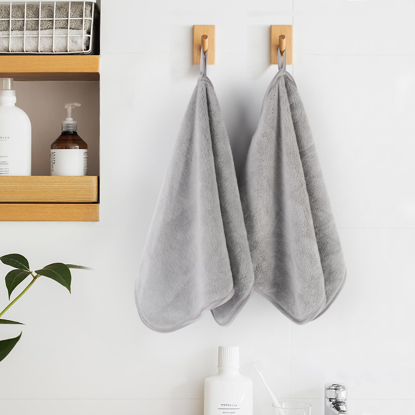 VIVOTE 2 Pack Kitchen Hand Towel with Lanyard Hand Towels for Bathroom