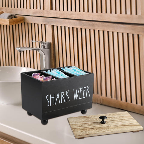 Gzsekken Tampon Holder for Bathroom with Lid,Shark Week Period Box Sanitary Products Organiser for Bathroom