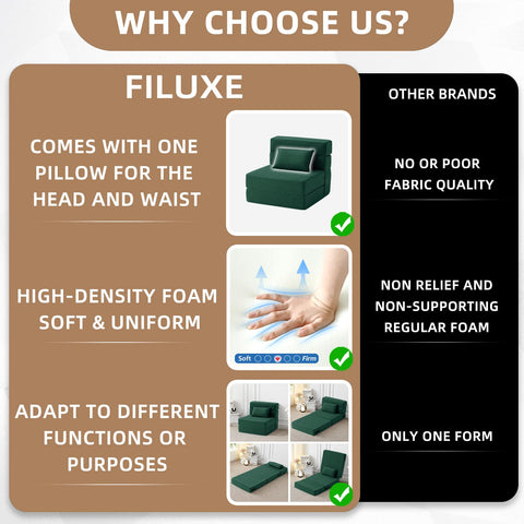 FILUXE Convertible Folding Sofa Bed-Sleeper Chair with Pillow, Modern Linen Fabric Floor & Futon Couch