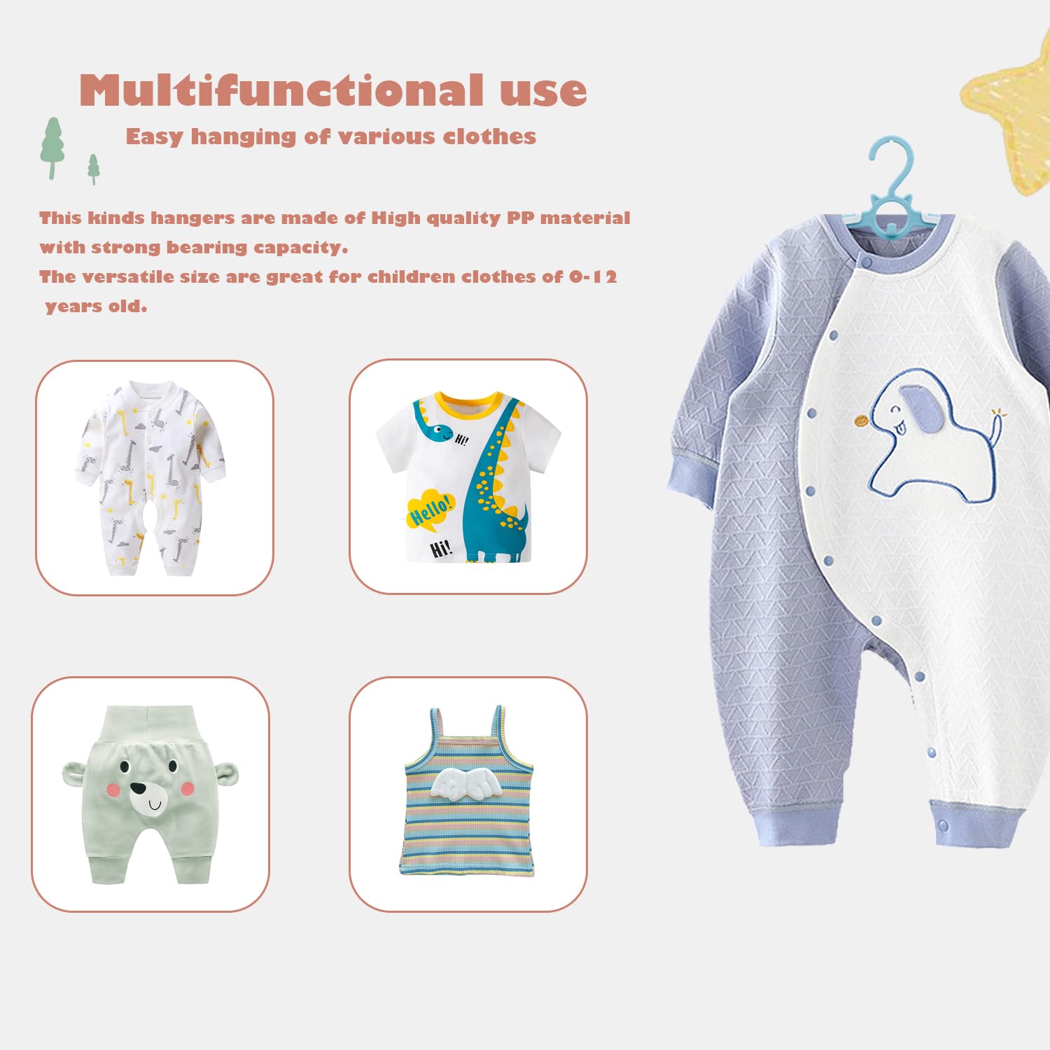 Gencuoir Baby Room Hangers, Ultra Thin Non-Slip and Extendable Clothes Hangers for Newborns
