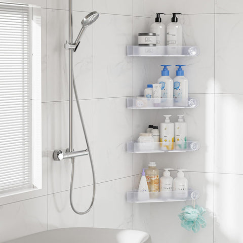 Sotfamily Shower Caddy Corner with Adhesive Pads, 4 Packs, Frosted Clear