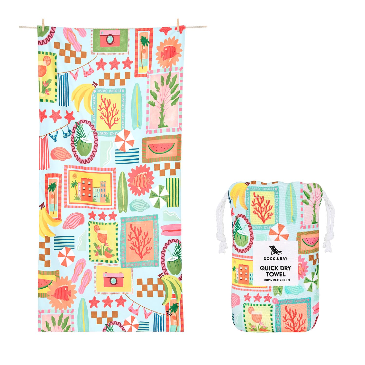 Dock & Bay Quick Dry Beach Towel - Wish You Were Here, Large