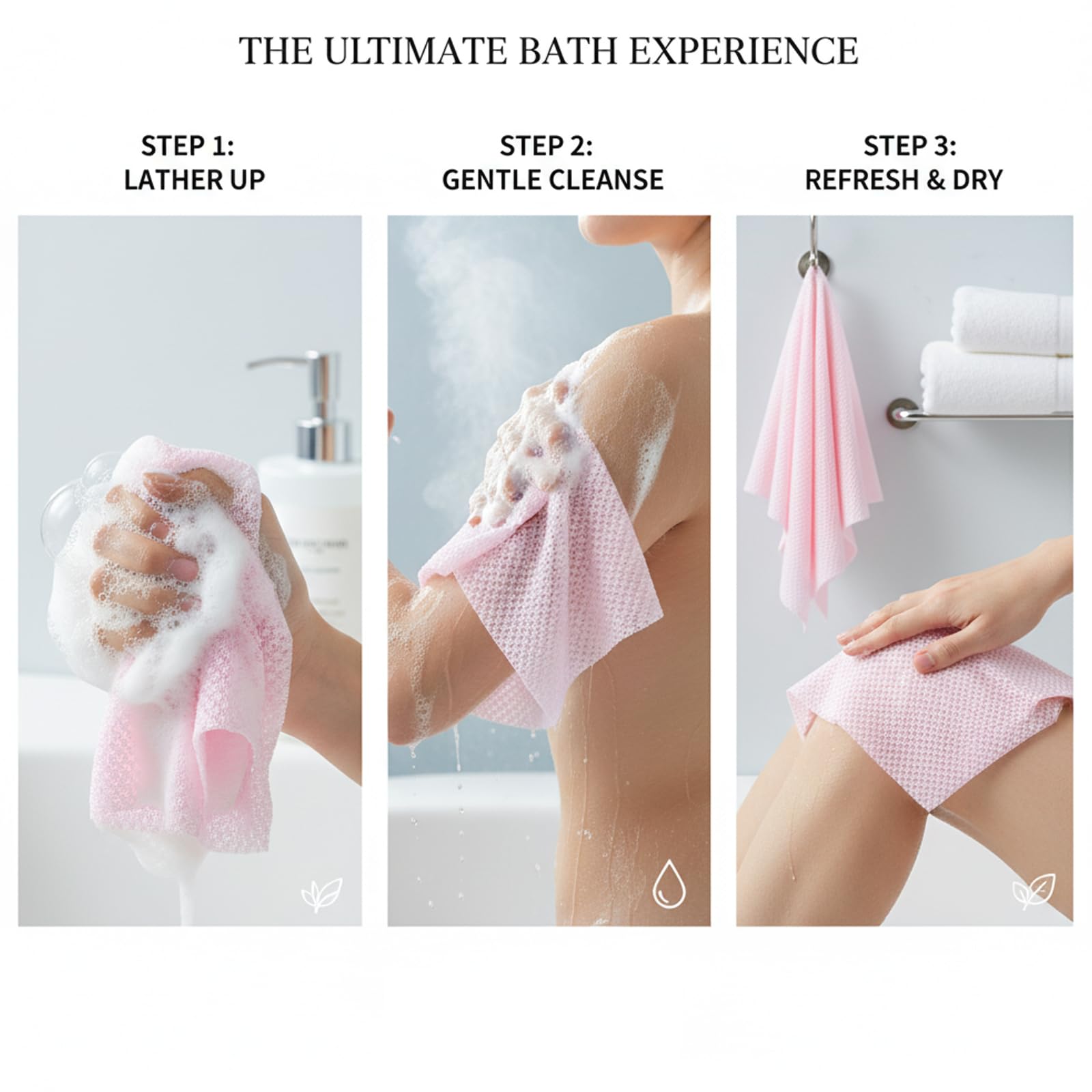 GxouQcn Rxfoliating Towel, 3 Pcs Deep Skin Exfoliation for Gentle Cleansing, Spa-Like Bathing Experience Shower Towels, for Body Face
