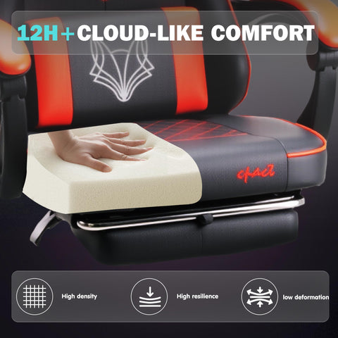play haha Gaming Chair Ergonomic Gaming Chair with High-Density Foam & Breathable PU Leather 135-Degree Recline
