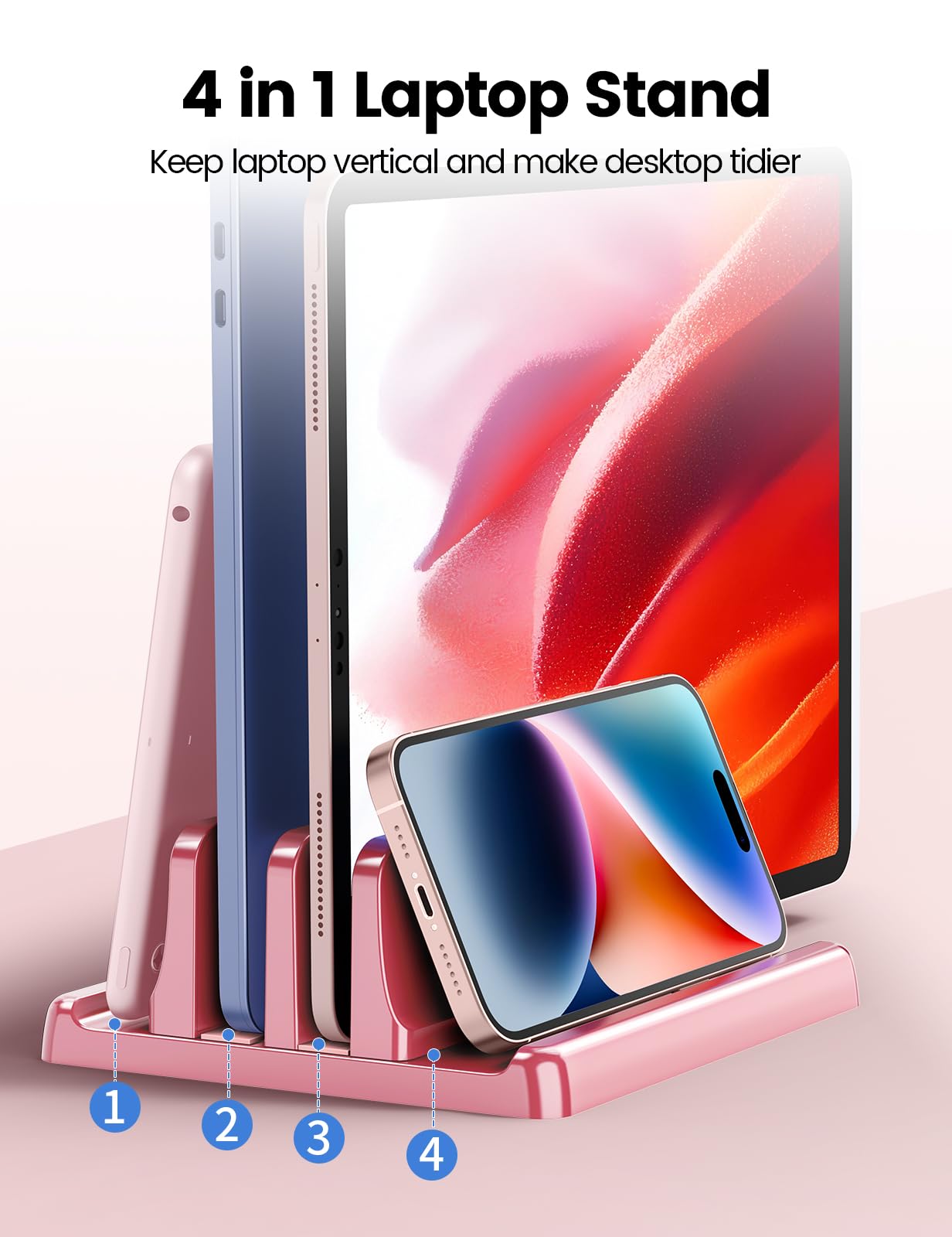VAYDEER Vertical Laptop Stand, Adjustable, Rose Pink