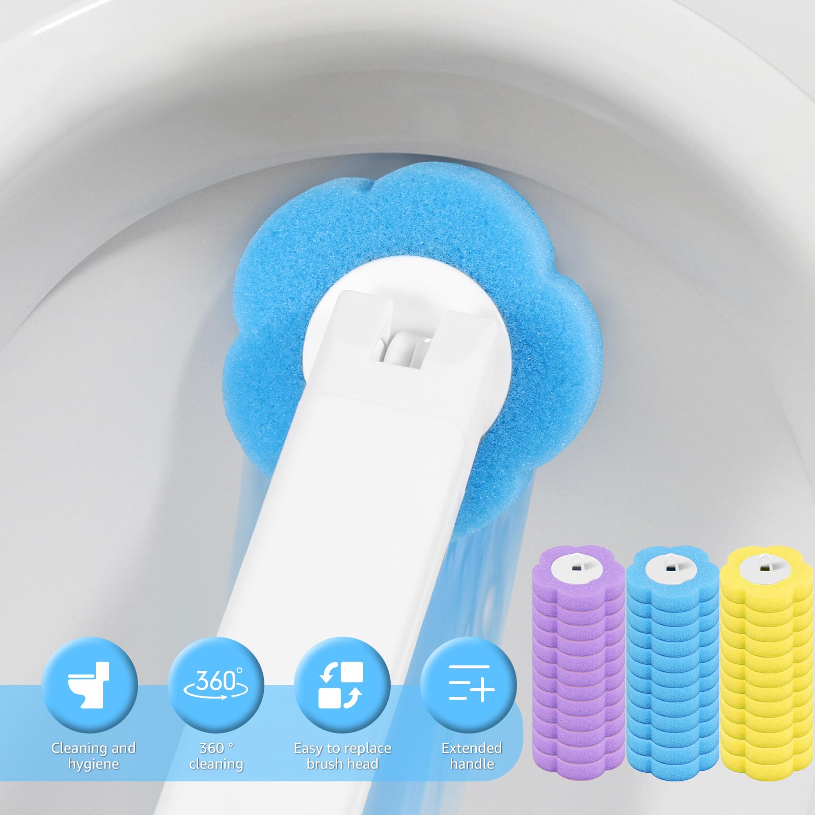 36Pcs Disposable Toilet Brush Refill Pads Deep Cleaning Toilet Brush Refill Toilet Pad Cleaners with Cleaning Fluid 3 Layer Throwable Toilets Brushs