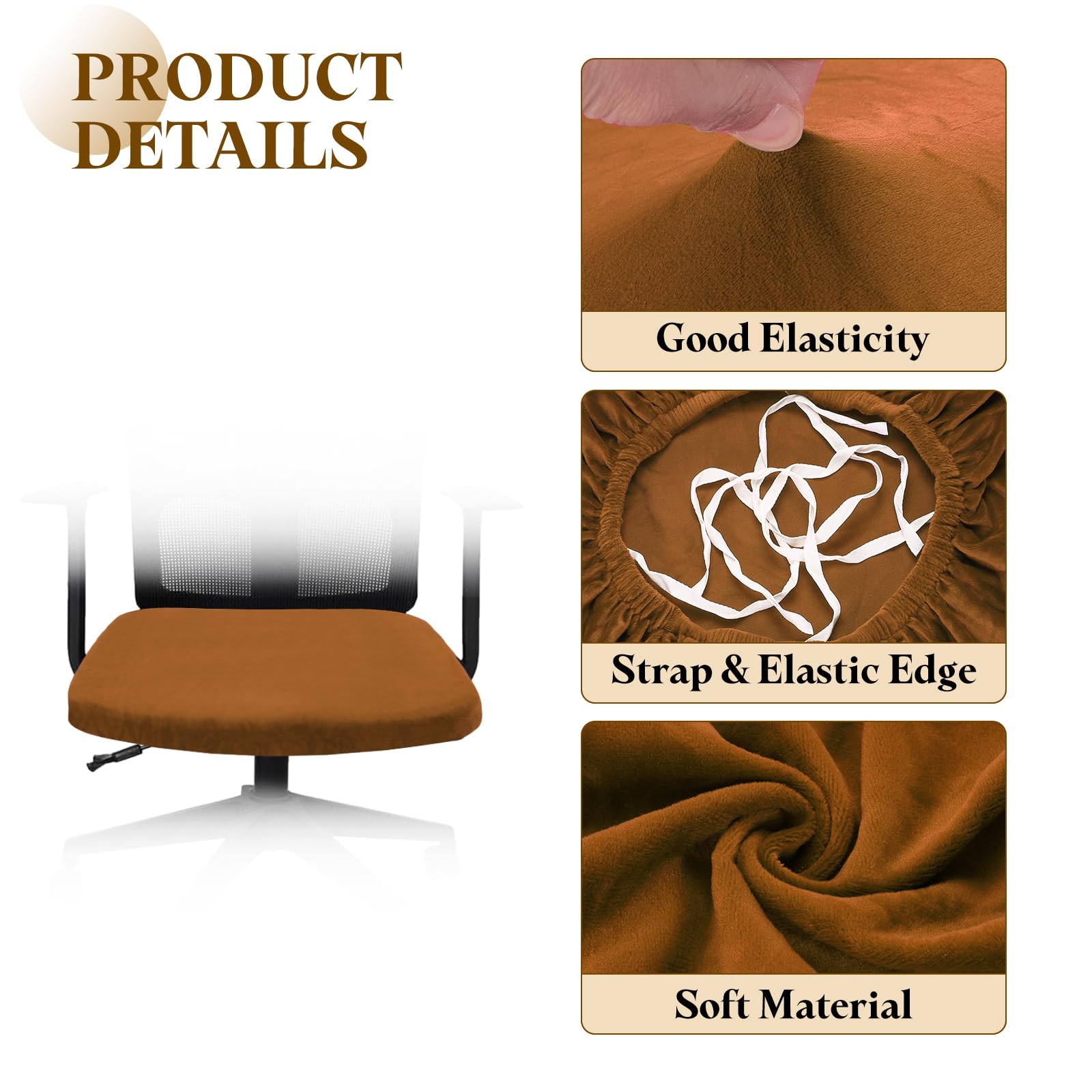sourcing map Office Chair Cover, Stretchable Soft Rotating Chair Slipcover Washable Desk Computer Seat Cover Protector for Office Home, L(45-48cm)