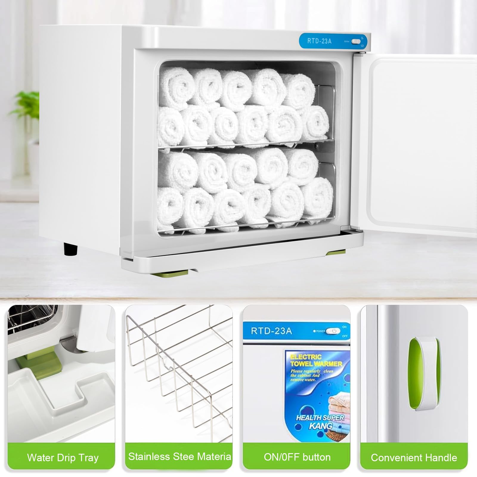 Hot Towel Cabinet, Hot Towel Warmer Cabinet with LED Temperature Display, Extra Large Capacity Heater for Spa, Massage, Salon, Home Use (White 23L)