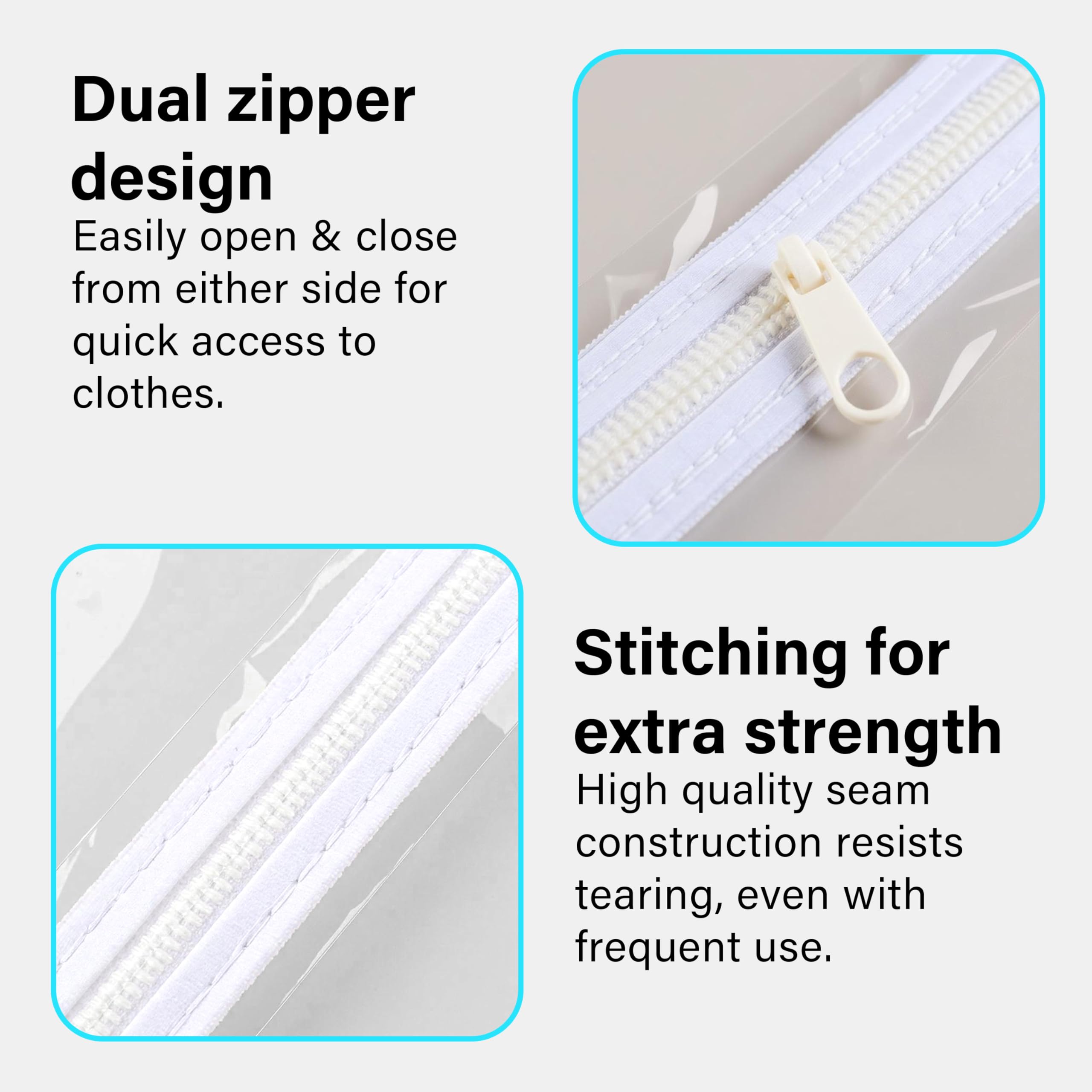 6ft Transparent Clothes Garment Rail Strong Zipped Cover Clear Protective Zip Over Cover for Garment Hanging Coat Racks