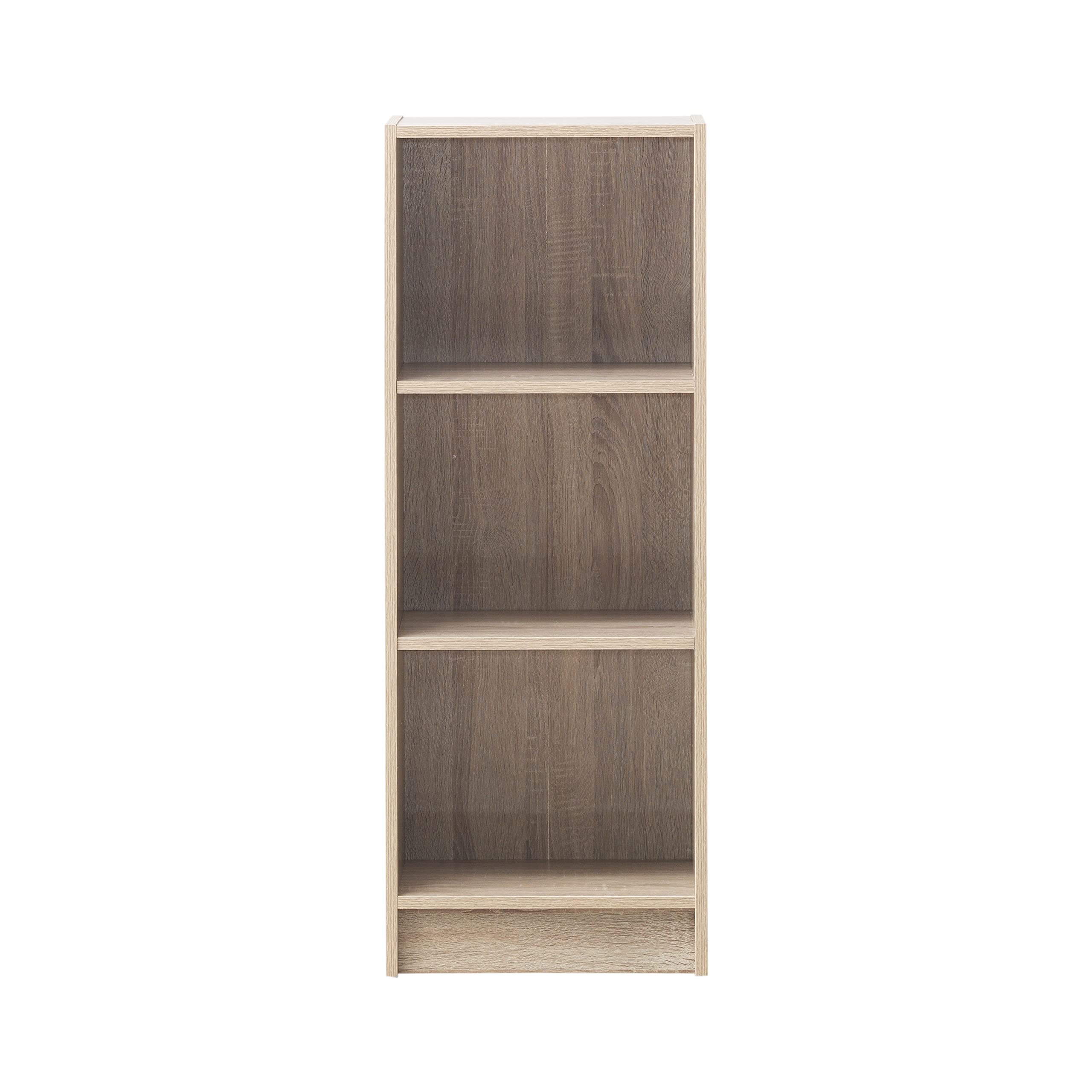 Timber Art Design UK 3 Tier Bookcase Open Narrow Tall Shelf Rack Contemporary Organizer Display Shelving Unit for Modern Living Room, Office Space
