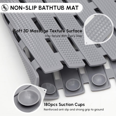 WELTRXE Bath Mat Non Slip Anti Mould, 70 x 40cm Anti Slip Bath Mat for Tub, Super Soft Bathtub Mat
