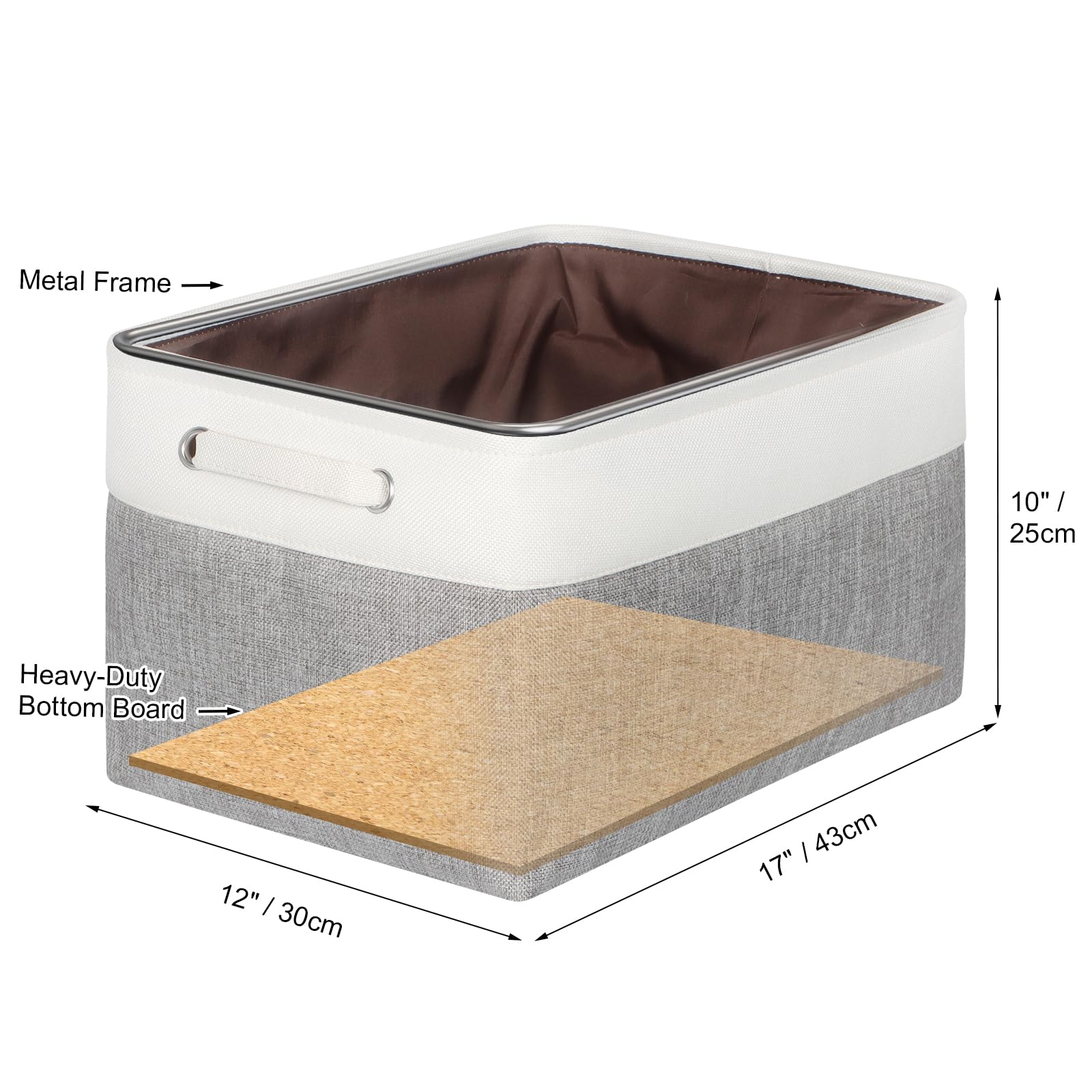 KEEGH Fabric Storage Baskets Set of 3, 17 Inch Storage Boxes for Shelves