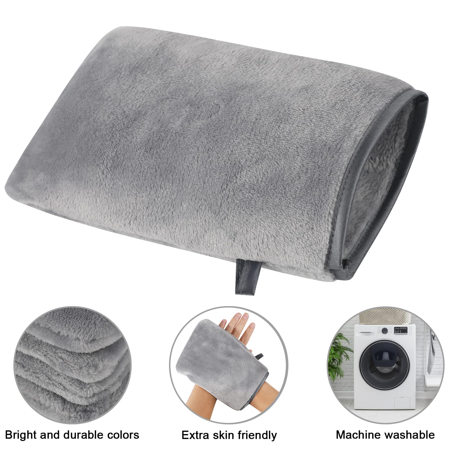PHOGARY Pack of 8 Microfibre Body Wash Mitts Set, Flannels Soft Face Mitts, Bath SPA Cloth, Reusable Makeup Remover Mitt Gloves, 15x21 cm, Grey