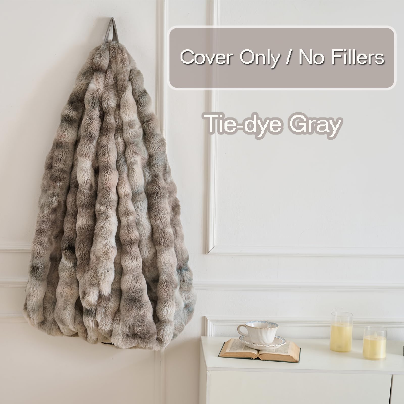 Fluffy Faux Rabbit Fur Bean Bag Chair Cover(No Filler),Cozy Shaggy Bubble Stuffed Animal Storage Large Bean Bag Cover for Bedroom Living Room,Fuzzy