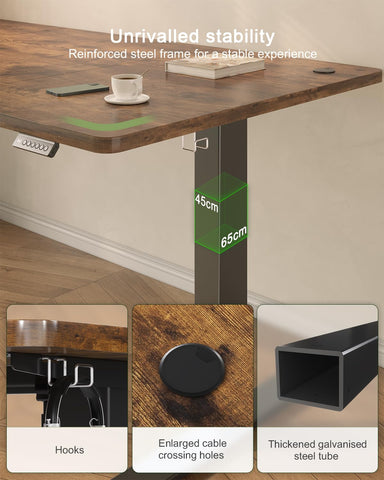 JUMMICO 160x70cm Electric Standing Desk with USB Charging Height Adjustable Desk with Sedentary Reminder Stand Up Desk with Splice Board for Home
