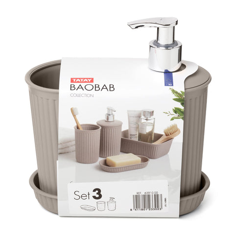 TATAY Baobab 3-Piece Countertop Bathroom Set, Plastic Material, BPA Free
