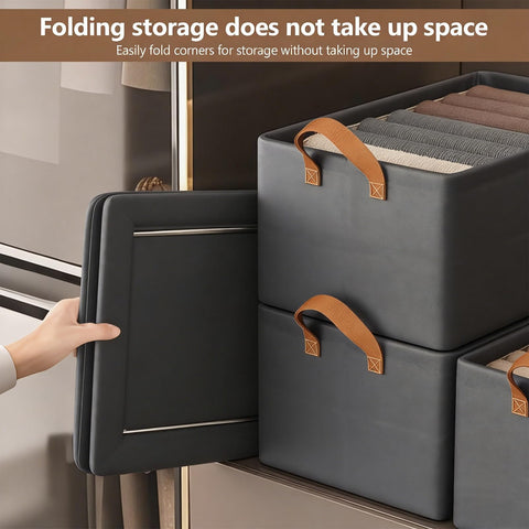 23L Wardrobe Storage Boxes with Metal Frame for Shelves Toys and Clothes