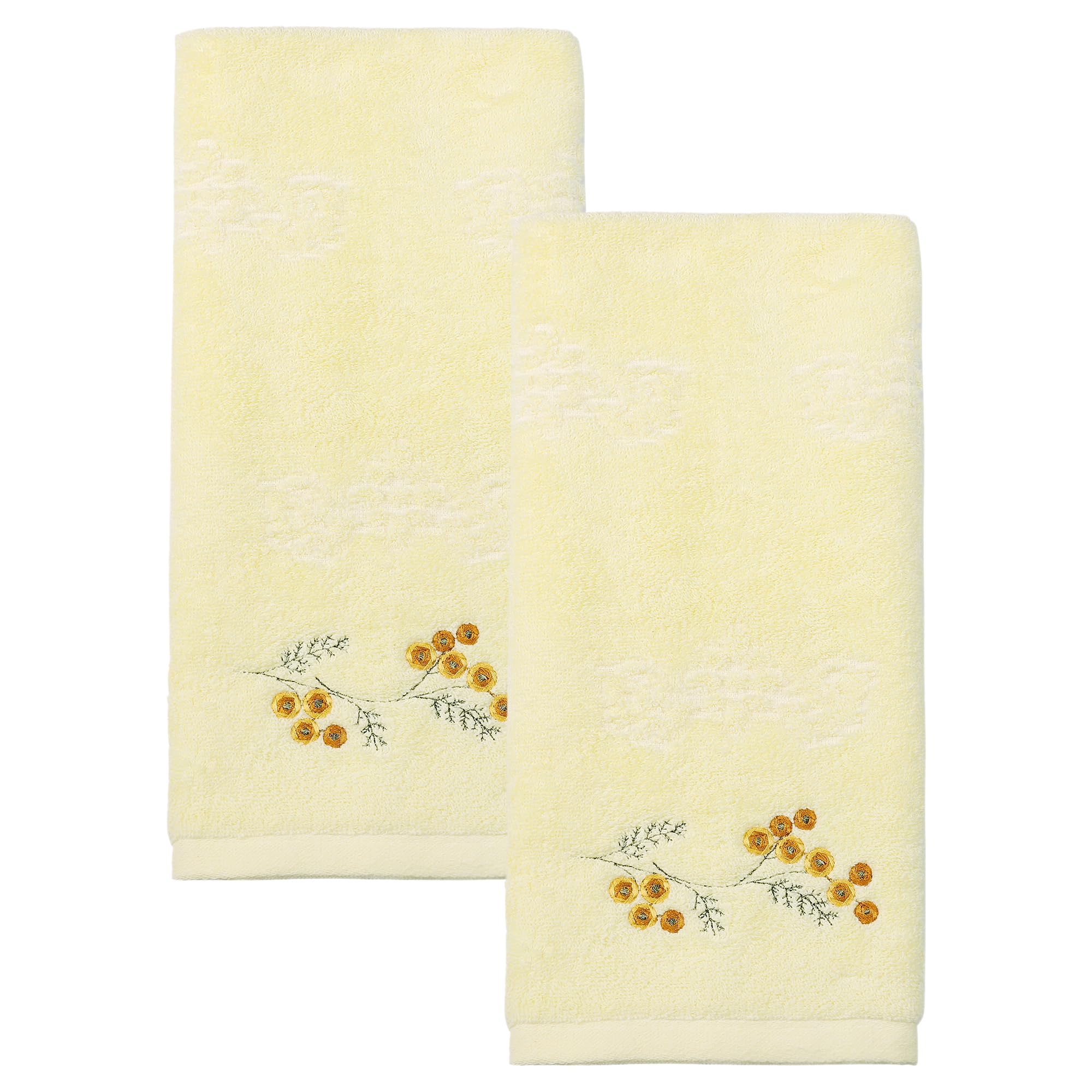 HMETOL Cotton Embroidered Floral Ultra Soft Absorbent Hand Towels 2 Pack