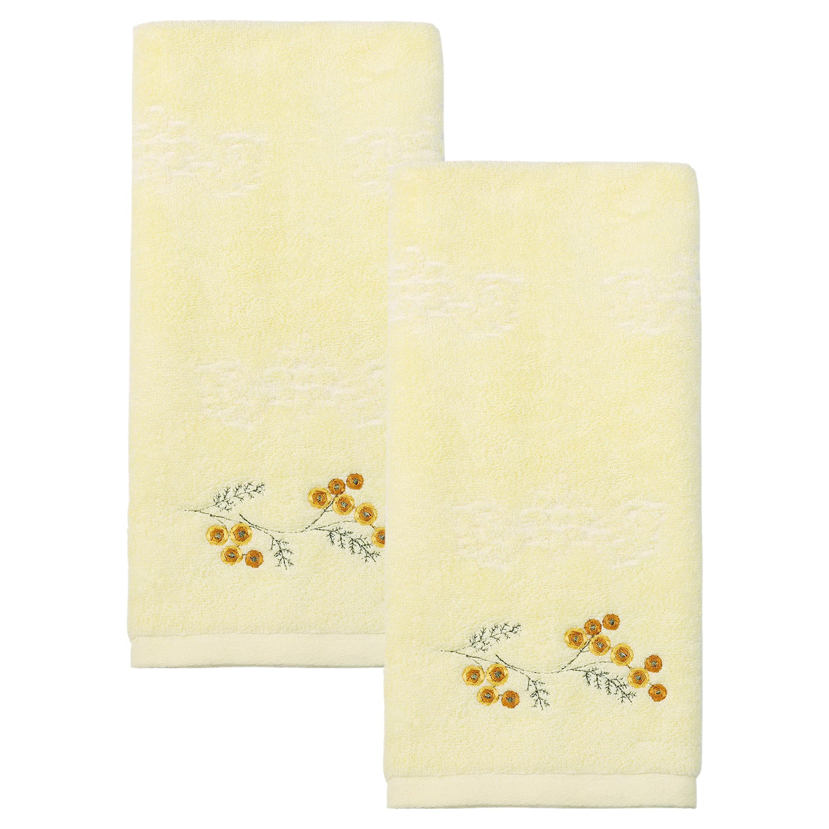 HMETOL Cotton Embroidered Floral Ultra Soft Absorbent Hand Towels 2 Pack