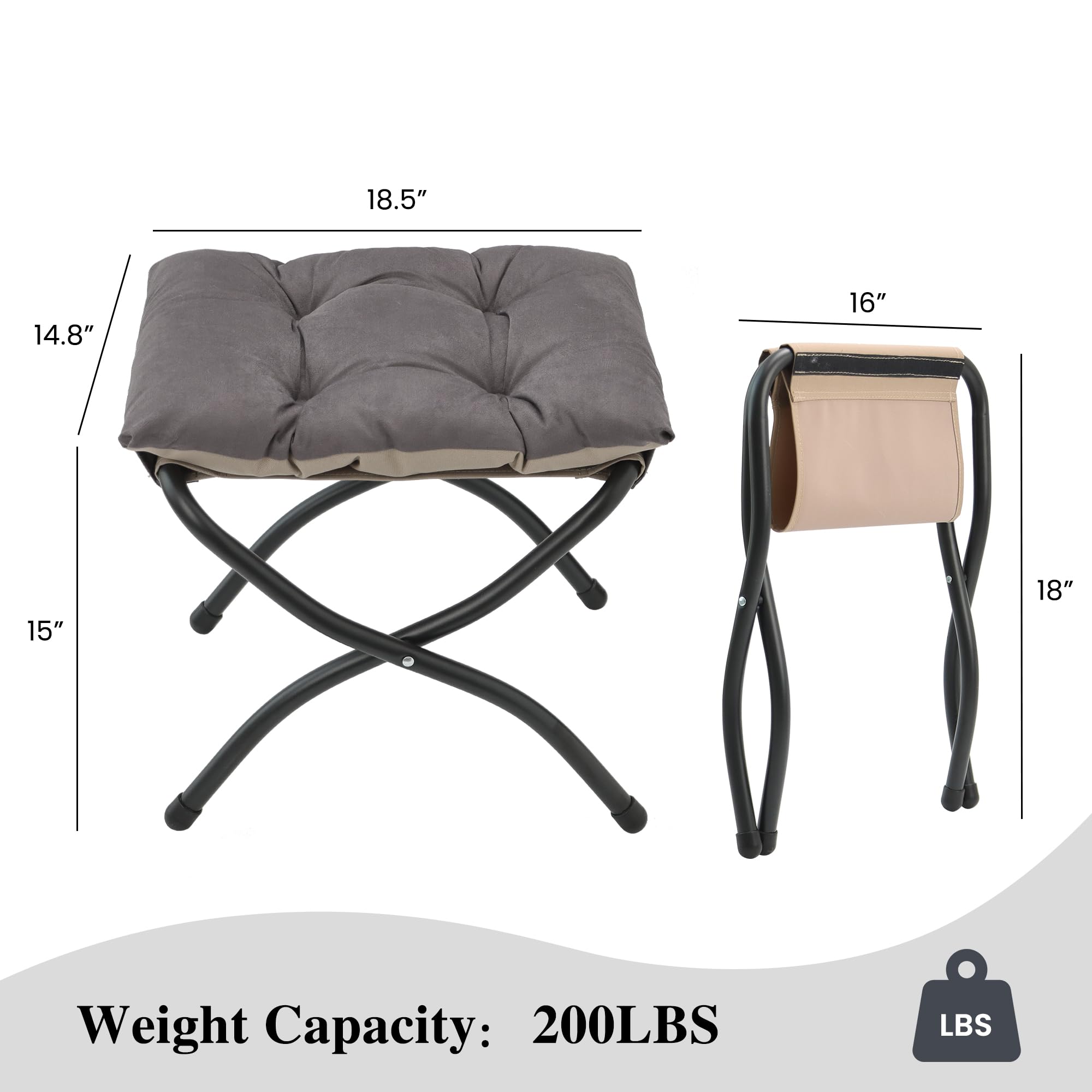 Mordchil EU 15"(H) Folding Ottoman, Foldable Footrest Stool, Portable Small Foot Stool for Couch, Collapsible Foot Rest Ottoman for Sofa