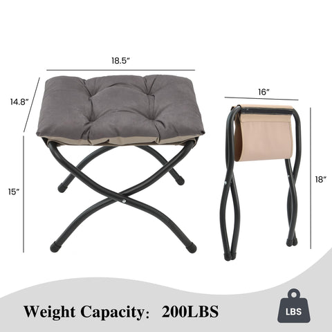 Mordchil EU 15"(H) Folding Ottoman, Foldable Footrest Stool, Portable Small Foot Stool for Couch, Collapsible Foot Rest Ottoman for Sofa