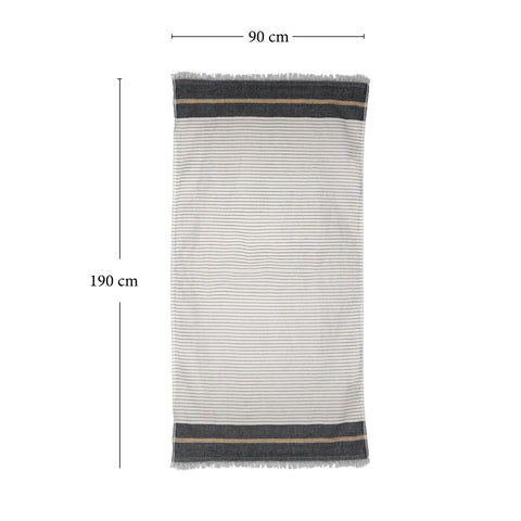BERCA HOME Olympos Turkish Beach Towel – 100% Cotton Peshtemal Hammam & Bath Towel – Lightweight, Quick Dry, Sand Free – 90 × 190 cm (Black)