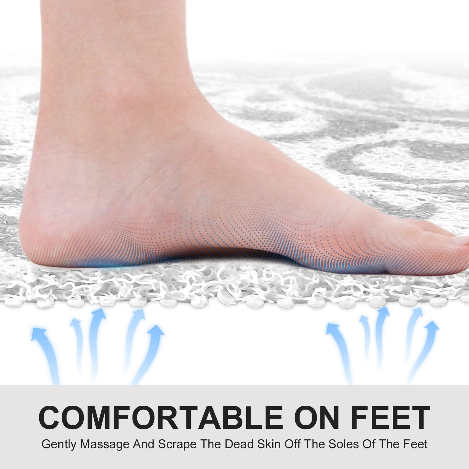 Mofonky Non Slip Shower Mat: 90 x 60 cm Large Shower Mats for Inside Shower - Soft PVC Loofah Trimmable Anti Slip Anti Mould Long Shower Matt