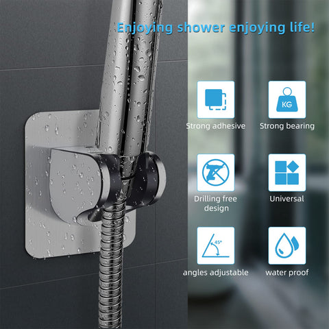 Esteopt Shower Head Holder, Strong Adhesive & Waterproof, 3 Angle Adjustable, ABS Material, Wall Mount, Silver