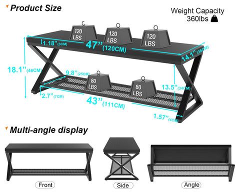LVB Black Industrial Entryway Bench with Storage, Indoor Wood and Metal Storage Bench for Living Room Bedroom