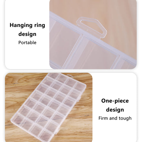 HAOBIN 28 Compartment Storage Box, Transparent Plastic, 22*13*2cm, Sturdy & Lockable, Ideal for Small Items & Accessories Organization