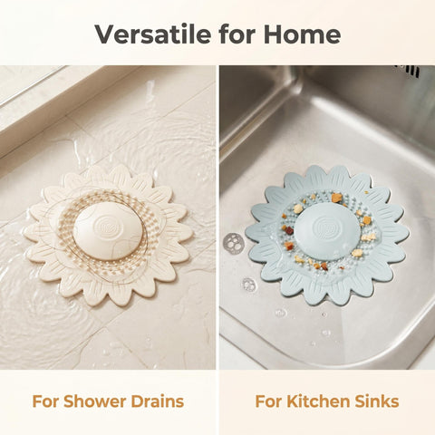 2 Pack Silicone Shower Drain Hair Catcher, Silicone Sink Strainer Protector & Shower Drain Cover