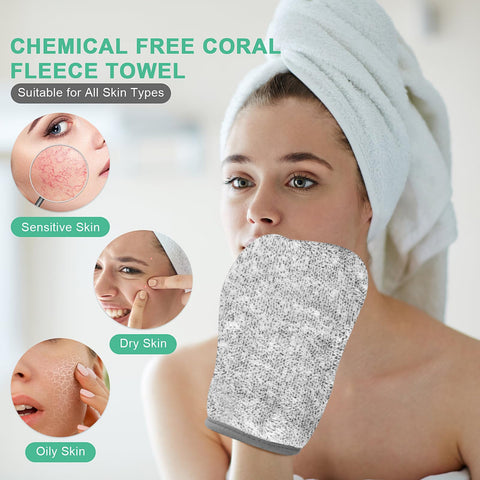 PHOGARY Face Cloths Body Wash Mitt, Super Absorbent & Soft Face Towels Facial Mitts, Reusable Makeup Remover Cloth Facial Cleansing Cloths